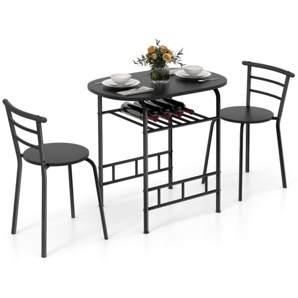 3 Piece Bistro Dining Set, Kitchen Compact Table