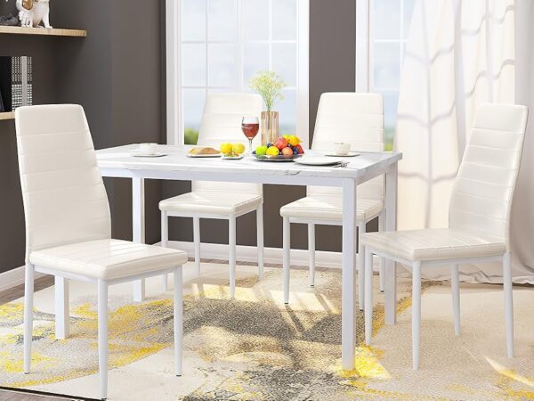 Lamerge Modern Dining Table Set, Faux Marble Dining Table